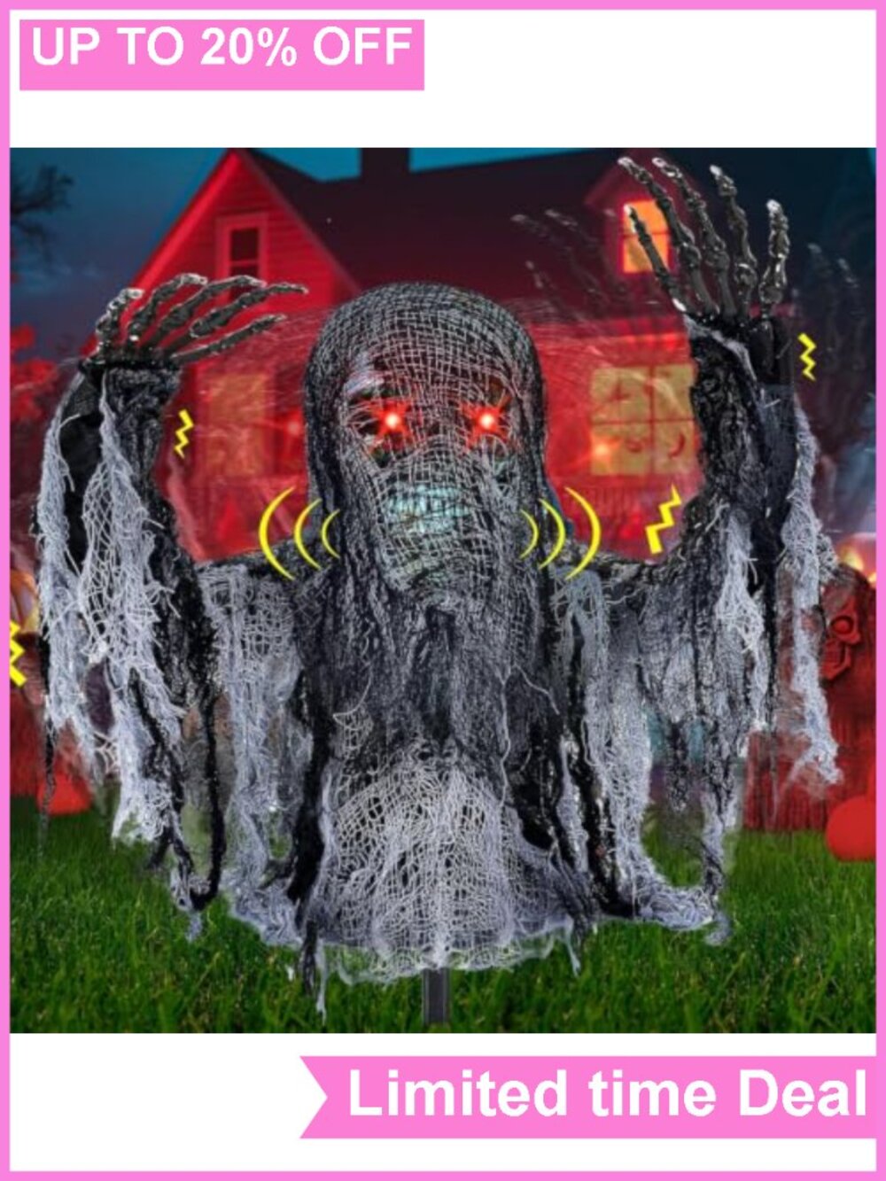 Talking Zombie Groundbreaker Halloween Animatronic Red Eyes